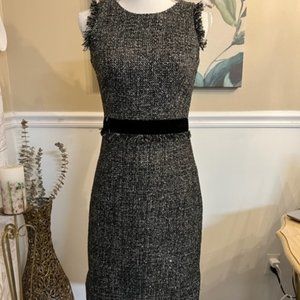 J Crew Sleeveless Tweed Black & Silver Dress Sz 00 NWT